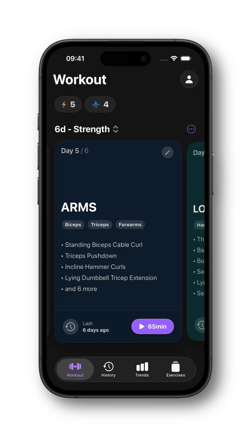 Steady App Home Screen