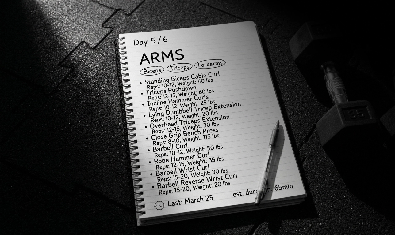 Person checking the last workout on a phone before the next gym set