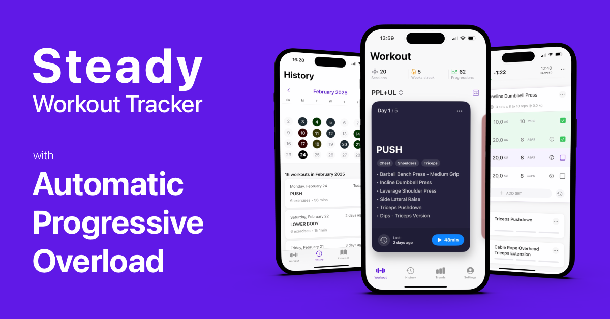 Steady — Workout Tracker & Gym Log for iPhone screenshot 1