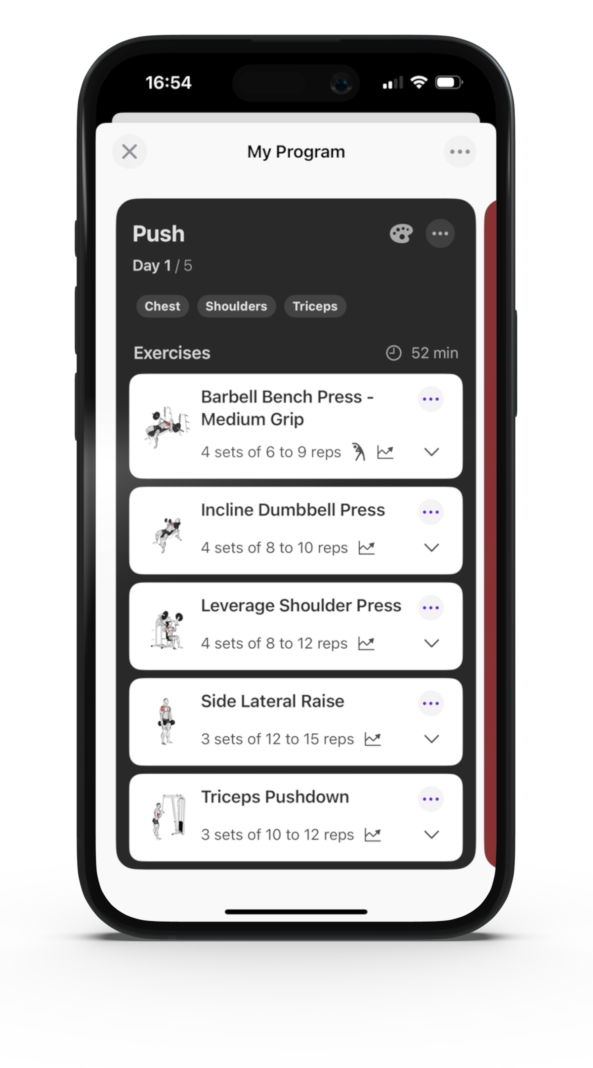 Steady App Edit Workout Routine and Program Screen