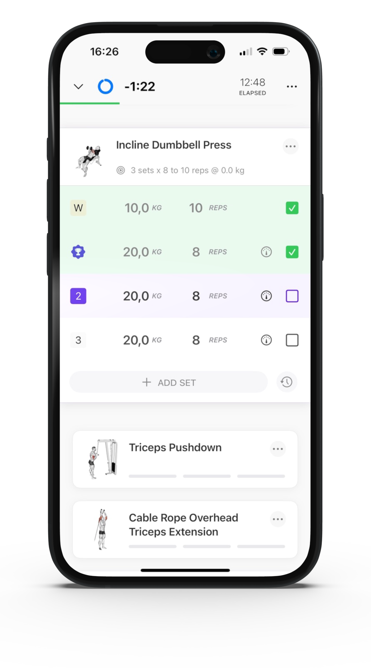 Steady App Workout Screen