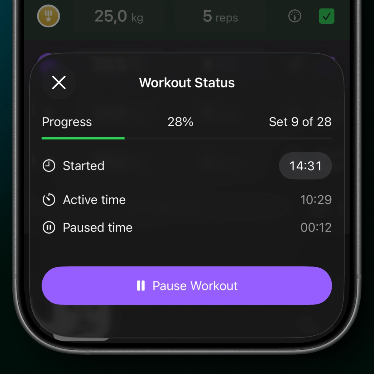 Pausar e Retomar Treinos no Steady 2.1