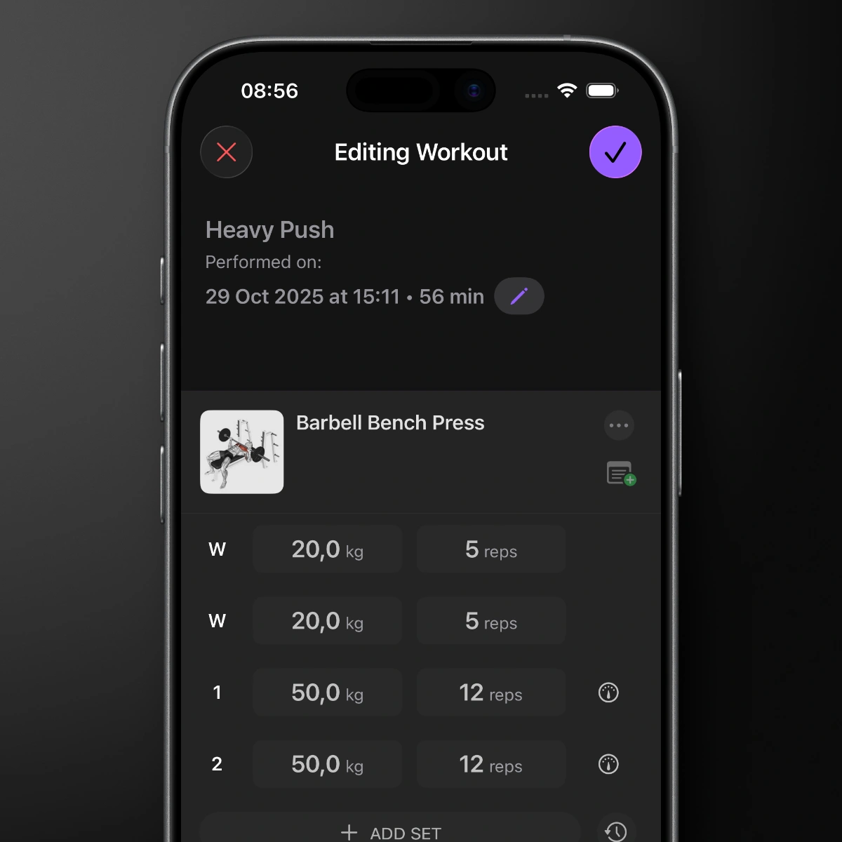Editar Treinos Passados
