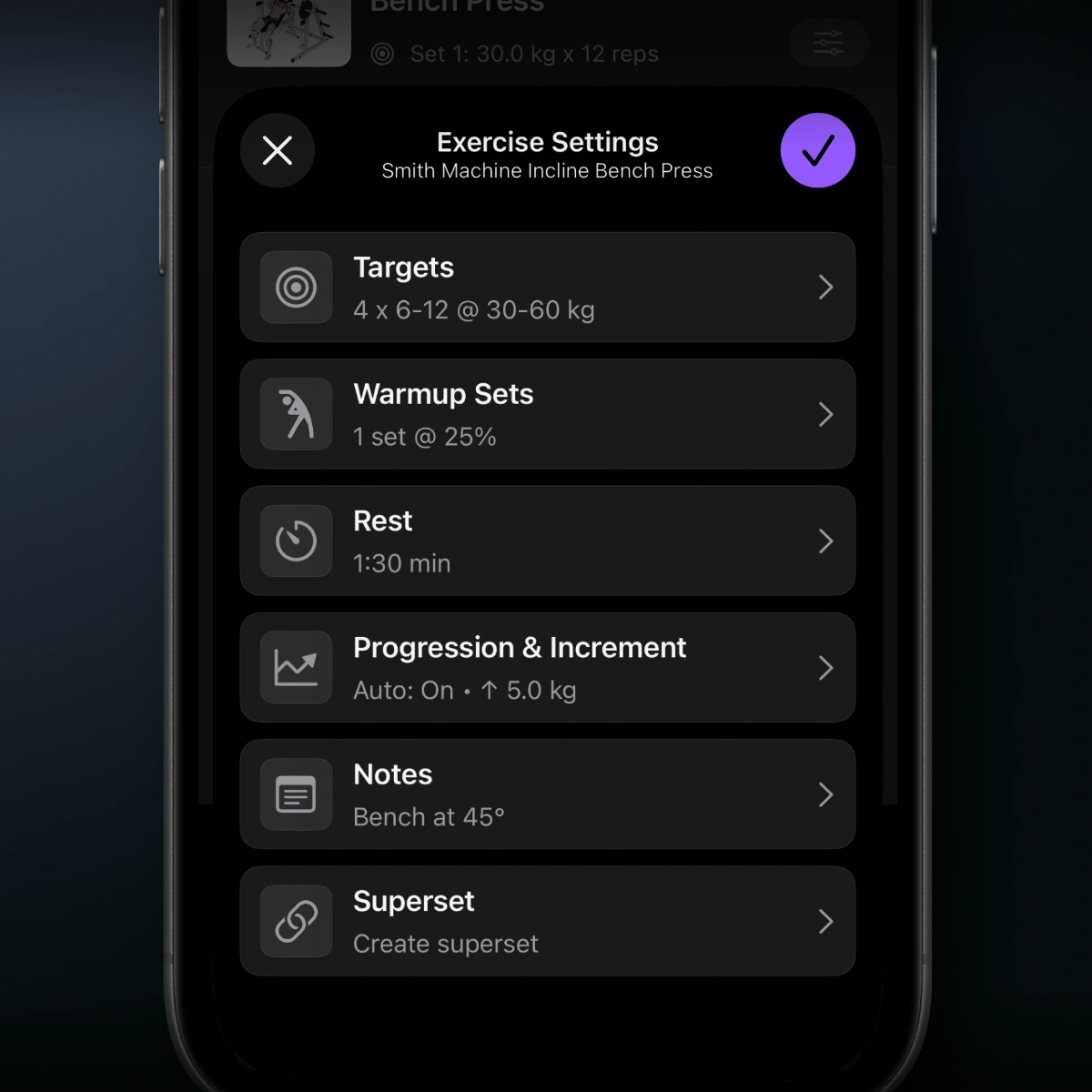 Configuração de Exercício Refinada